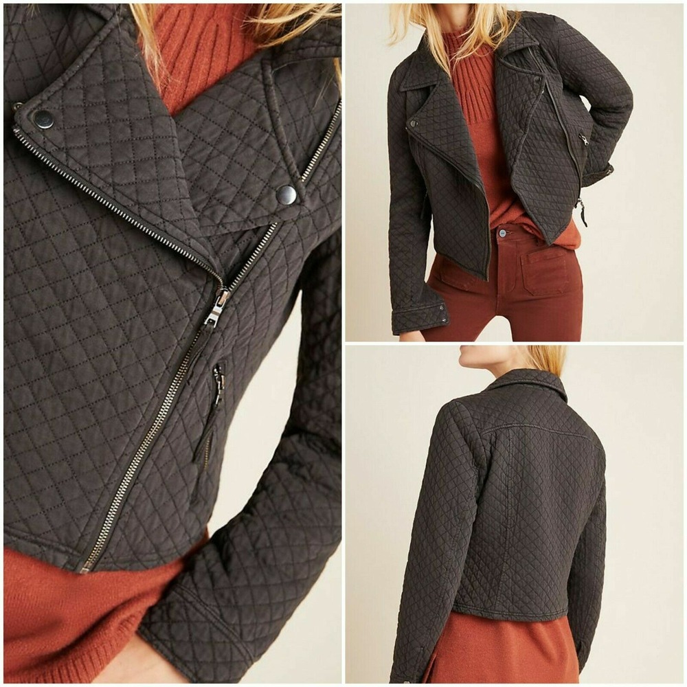 NEW Anthropologie Marrakech Quilted Moto Jacket M
